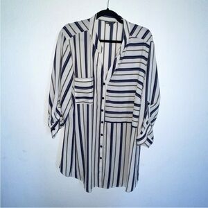 Unique Spectrum Women’s Striped Button-Up Tunic Top Size 3X Plus Size Blouse